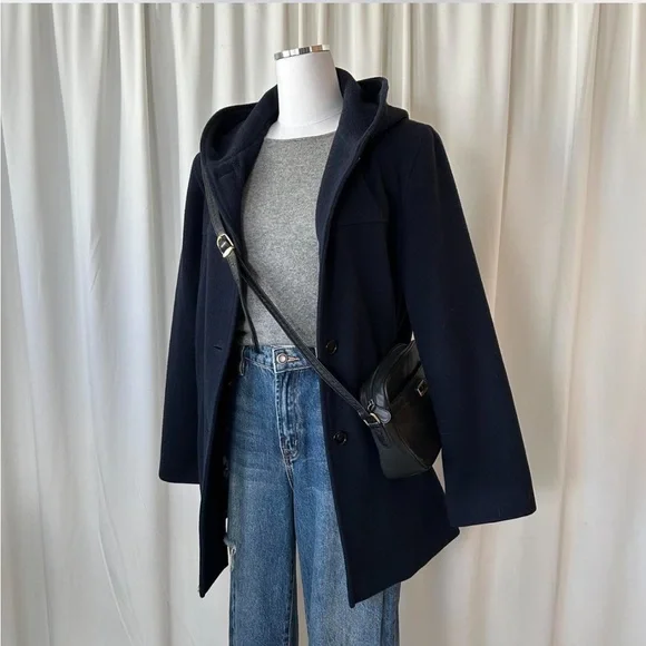 Vintage Navy J. Percy wool peacoat with hood size Medium. - Picture 2 of 8